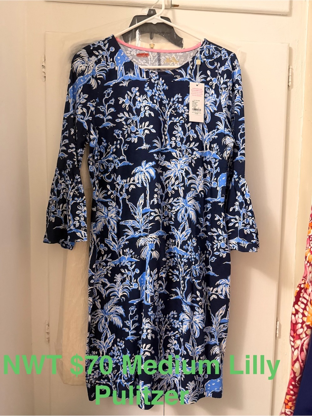 Lilly Pulitzer Navy, Light Blue & White Floral Shift Dress